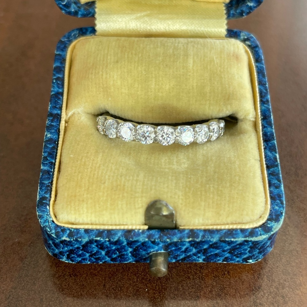 Sparkling sterling silver moissanite anniversary band